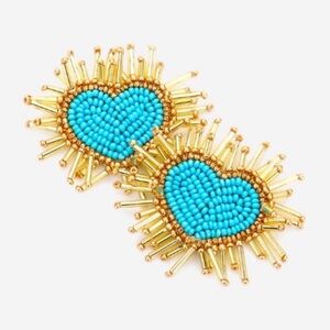 Seed Beaded Funky Felt Back Heart
Earrings in Turquoise